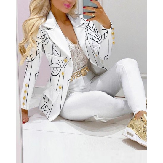 Leisure and fashionable printed suit suit suit HF3302-02-04 Leisure and fashionable printed suit suit suit HF3302-02-04