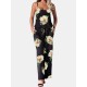 Flower Print Drawstring Pocket Strap Jumpsuit For Women Flower Print Drawstring Pocket Strap Jumpsuit For Women