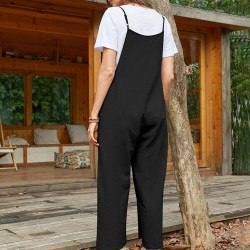 Pocket Solid Loose Fit Brief Summer Jumpsuit